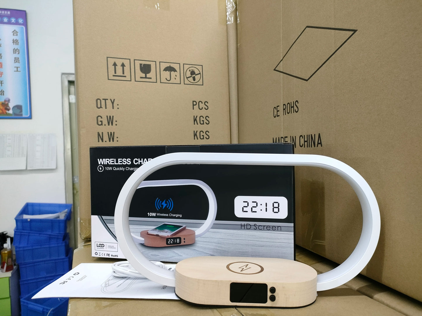 15W LED Atmosphere  Wireless Charger Alarm Clock Desk Lamp