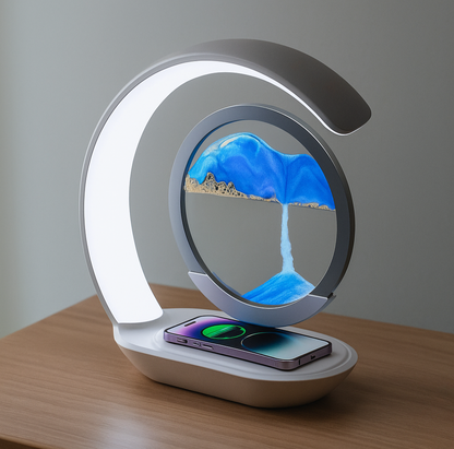 3-in-1 Wireless Charger, Quicksand LED Night Lamp & Desk Decor